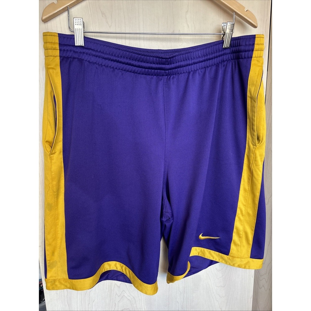Nike Men's Lakers Colors Purple Yellow Basketball Shorts Sized Large GUC